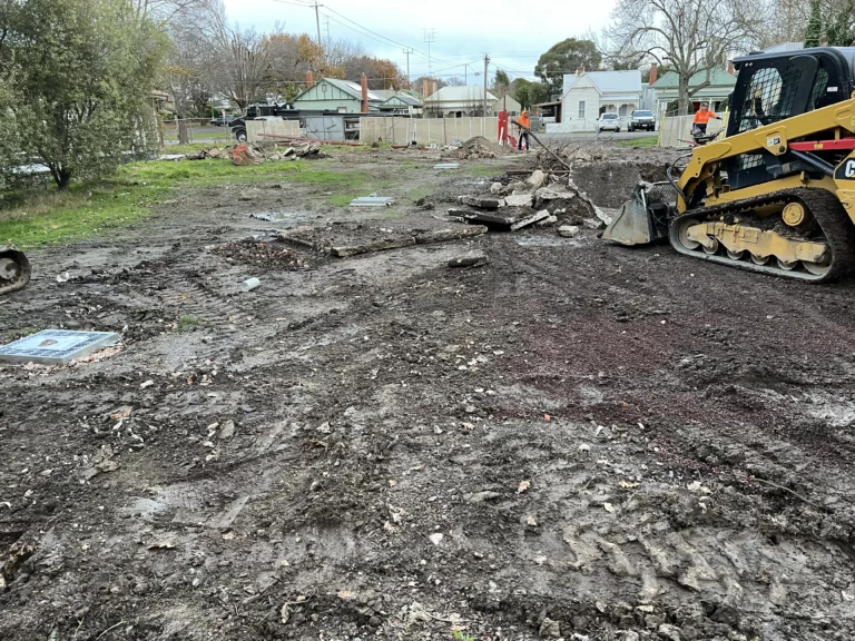 Dirtworks levelling and preparing the ground for the car park project.