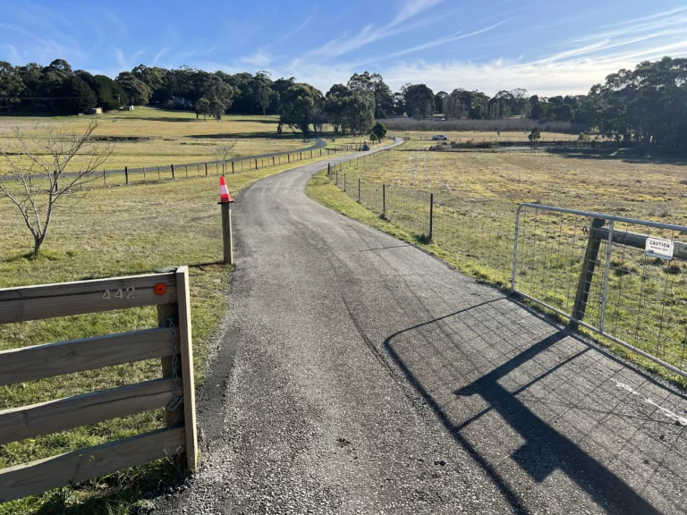 Newly surfaced gravel driveway at a rural property in Ballarat